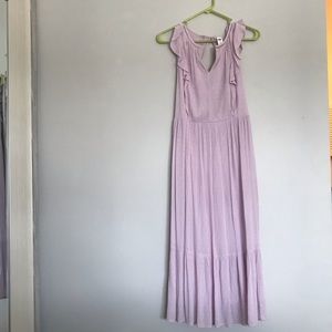 Lavender hippy dress with cut out detail on back.